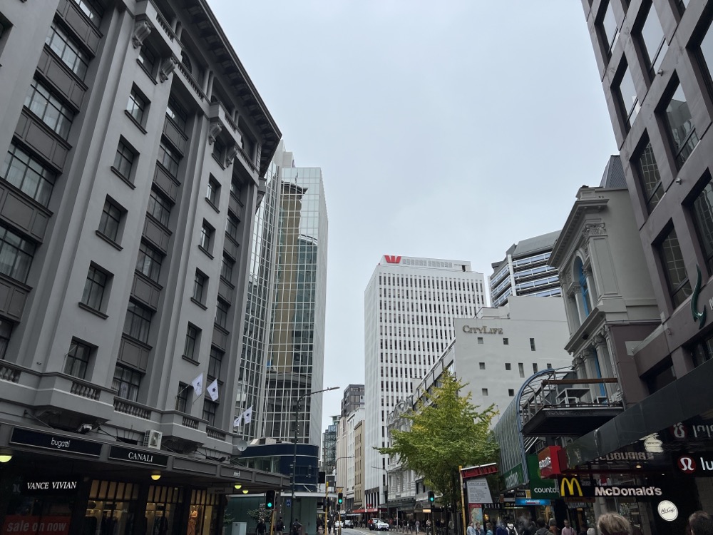 Sehr geschäftig, die Lambton Quay Straße